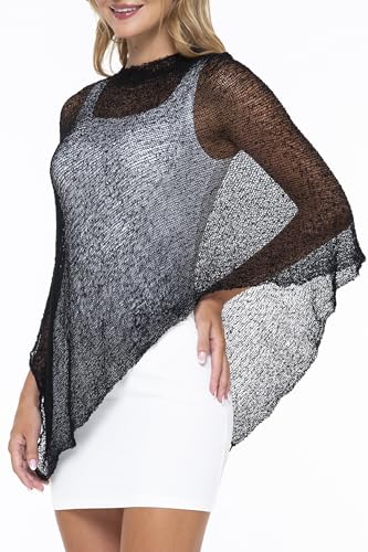 Image of SHU-SHI Womens Sheer Knit Poncho Shrug Lightweight Cover Up One Size Fits Most