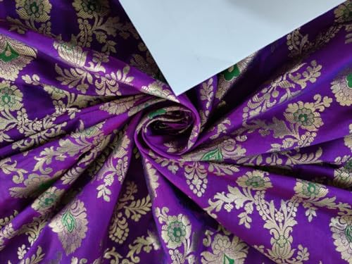 Soie brocart violet BRO875 tissu rigide pour confection de veste