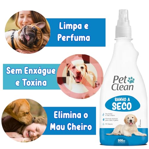 Kit 3 Banhos a Seco para Animais de Estimação 500ml Pet Clean