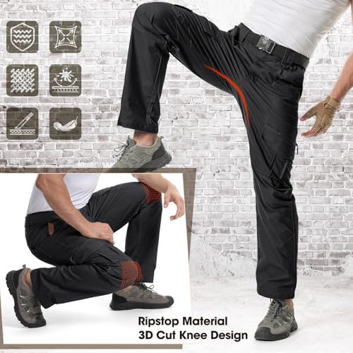 IGOLUMON Men's Ripstop Tactical Pants Breathable Stretch Cargo Pants Outdoor Lightweight EDC Work Hiking Pants Zipper Pockets2