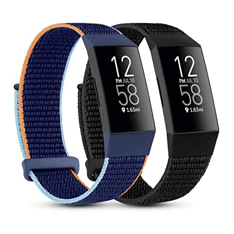 Epova 2 Pack Straps Compatible with Fitbit Charge 4 Strap/Fitbit Charge 3 Strap, Soft Lightweight Breathable Nylon Wristband Compatible with Charge 4 Strap/Charge 3 Strap for Women Men Cover