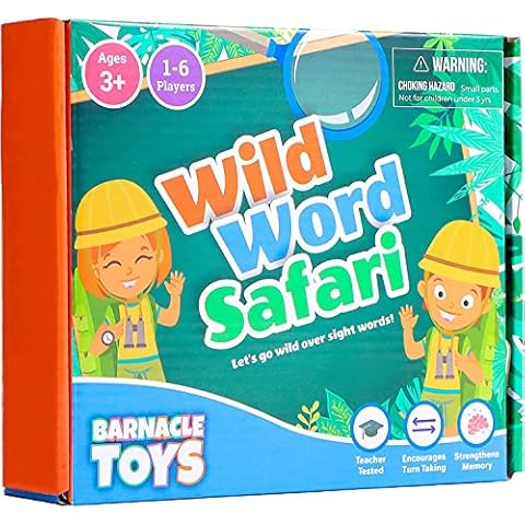 Barnacle Toys Wild Word Safari - CVC Sight Word Reading Games, Primary Phonics Flash Card Alternatives for Kids, Learning Activities/Resources and a Classroom Must Have Cover