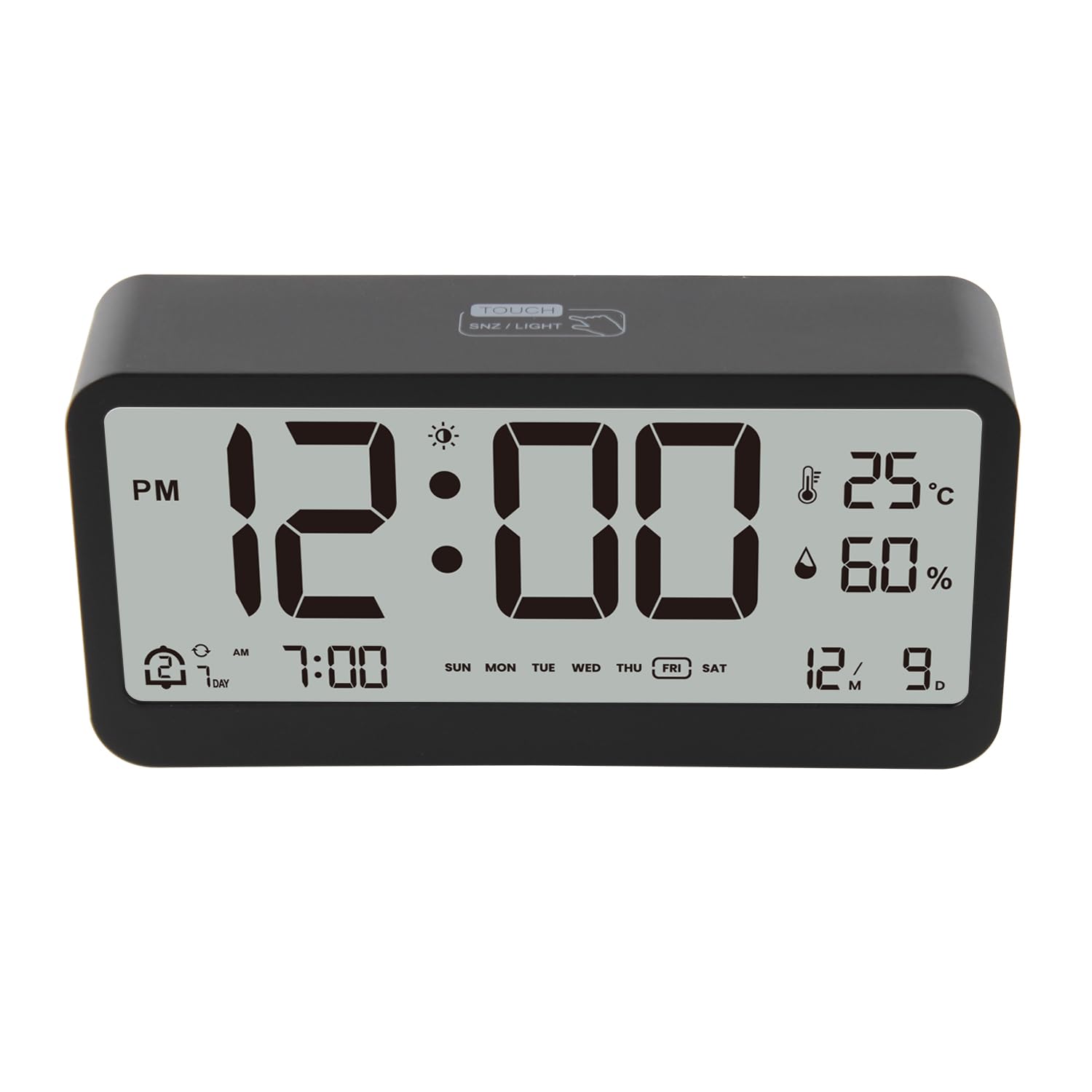Orologio digitale multifunzione a LED con data, temperatura e umidità, doppia alimentazione USB/batteria, luminosità regolabile, orologio da parete o scrivania moderno per soggiorno, camera da letto