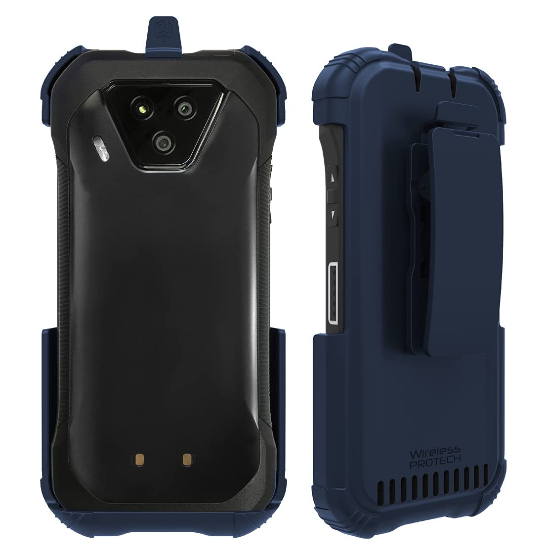 Wireless ProTech Case with Clip Compatible with Kyocera DuraForce Ultra 5G Phone Model E7110 (Verizon), Secure fit, Quick Release Latch and Heavy Duty Swivel Belt Clip Holster - Navy Blue