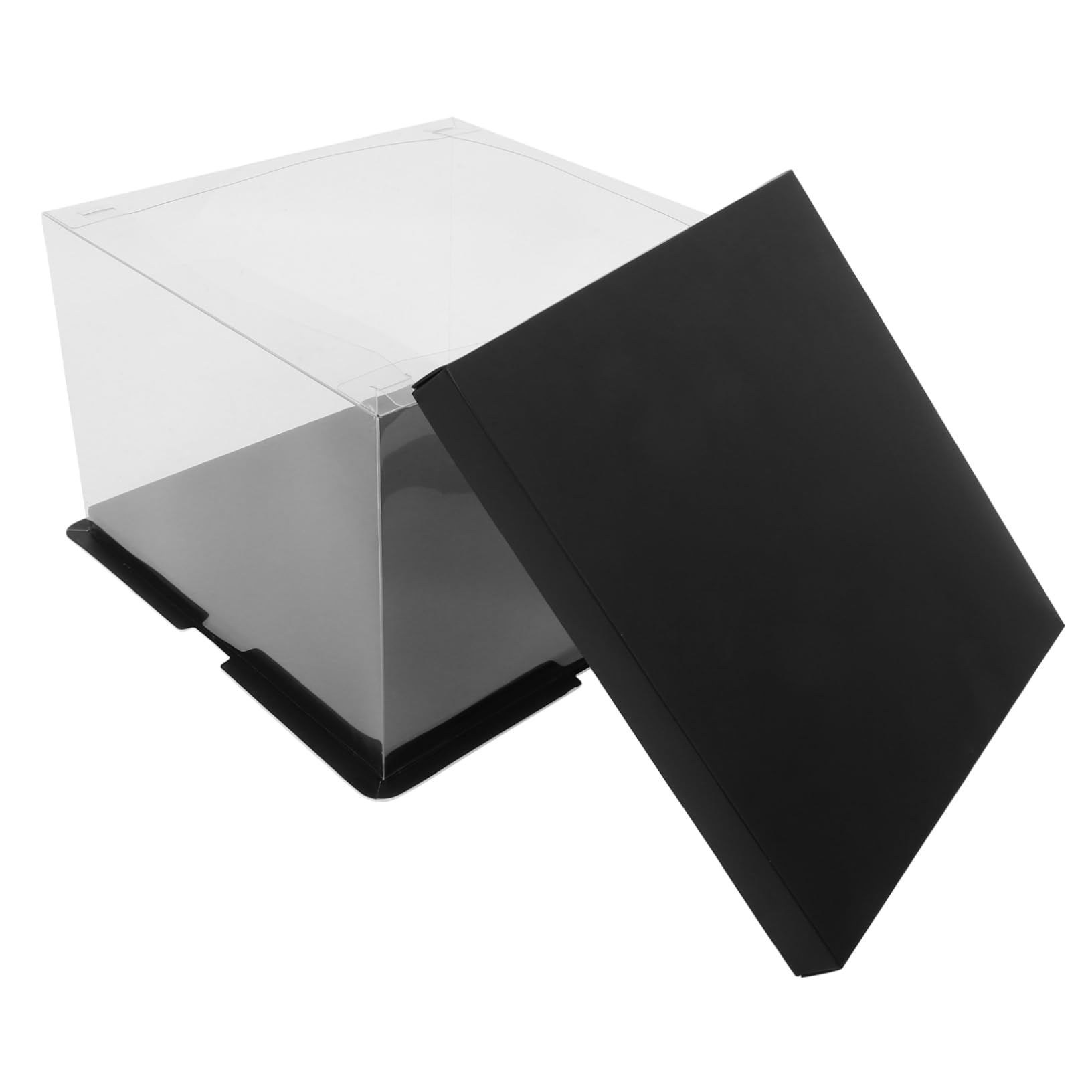 FUNOMOCYA Cube Display Boxes Lid Black Plastic Cake Holder Lid Display Case for Display Needs