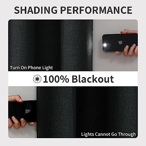 Image of Joydeco Blackout Curtains 120 Inches Long 2 Panels Burg, Room Darkening Curtains for Bedroom, 100% Black Out Textured Thermal Drapes Privacy Protection 2 Panels Set(W52 x L120 Inch, Charcoal Grey)
