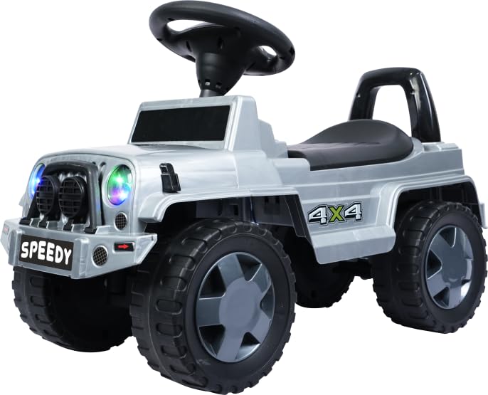Image of Joyride Speedy 4x4 Ride on Jeep for Kids with Music & Horn Steering with Backrest I Headlight | Music |Seat Storage & Big Wheels for Kids 1 to 4 Years (Grey)