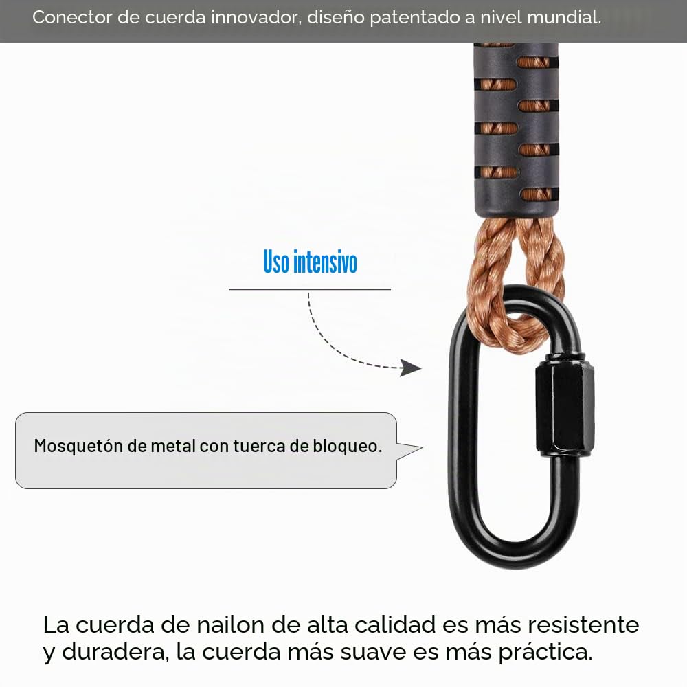 SELEWARE Juego de 2 Correas para Hamaca, Cuerda para Columpio de árbol, Correa para Silla de Hamaca con mosquetón de Acero Inoxidable, para Columpios en el Patio, Hamaca, Yoga, Boxeo, 240 cm