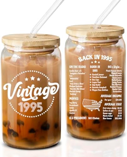 NewEleven 30th Birthday Gifts For Her Women - 1995 30th Birthday Decorations For Woman - 30 Year Old Gifts Idea For Friends, Sister - 16 Oz Coffee Glass