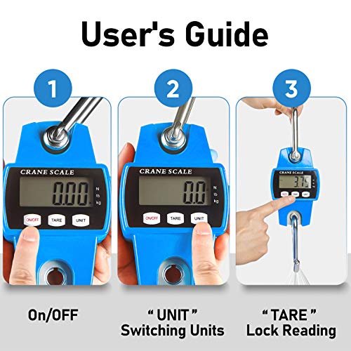 Romech 660Lb Digital Hanging Scale With Cast Aluminum Case, Handheld 300Kg Mini Crane Scale With Hooks For Farm Hunting Fishing Outdoor (Blue) #TOP2