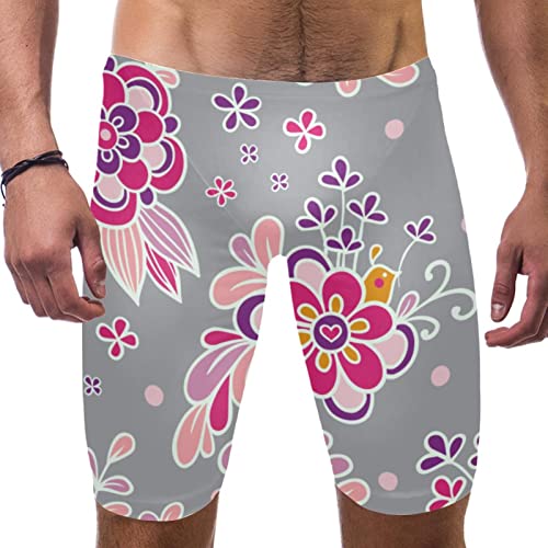Maillot de bain homme séchage rapide motif fleurs violettes L