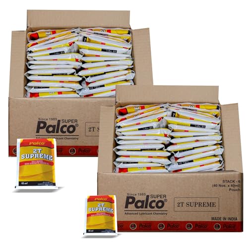 Image of PALCO 2T-SUPREME Engine Oil (2T Petrol Mix) API: TC, JASO: FC Small Packet Semi-Synthetic Fuel Additive for 2 Stroke Bike Scooter Scooty Auto 3 Wheller (40ml X 40 Piece Pouch) (Pack of 2)