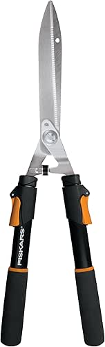 Fiskars Power-Lever Extendable Hedge Shears, Self-Sharpening Serrated Steel Blades for