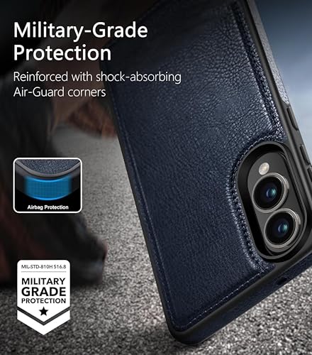 Image of Luxury Premium Vegan PU Leather TPU Case Cover Compatible with Samsung Galaxy S25 Edge 5G (2025) (Leather Blue)