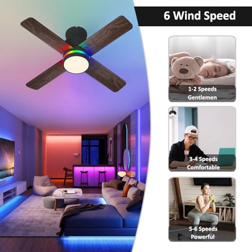 Ventilateur de plafond éclairage RVB idéal pour salon et chambre - 5
