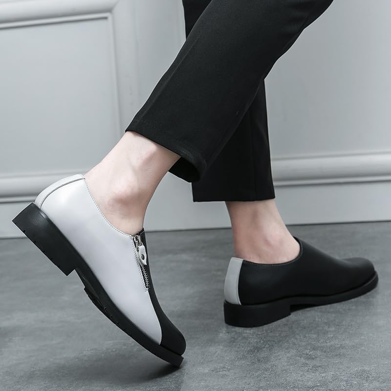 Dress Shoes for Men Slip On Round Toe PU Leather with Side Zipper Oxford Shoes Slip Resistant Block Heel Rubber Sole Non Slip Outdoor3