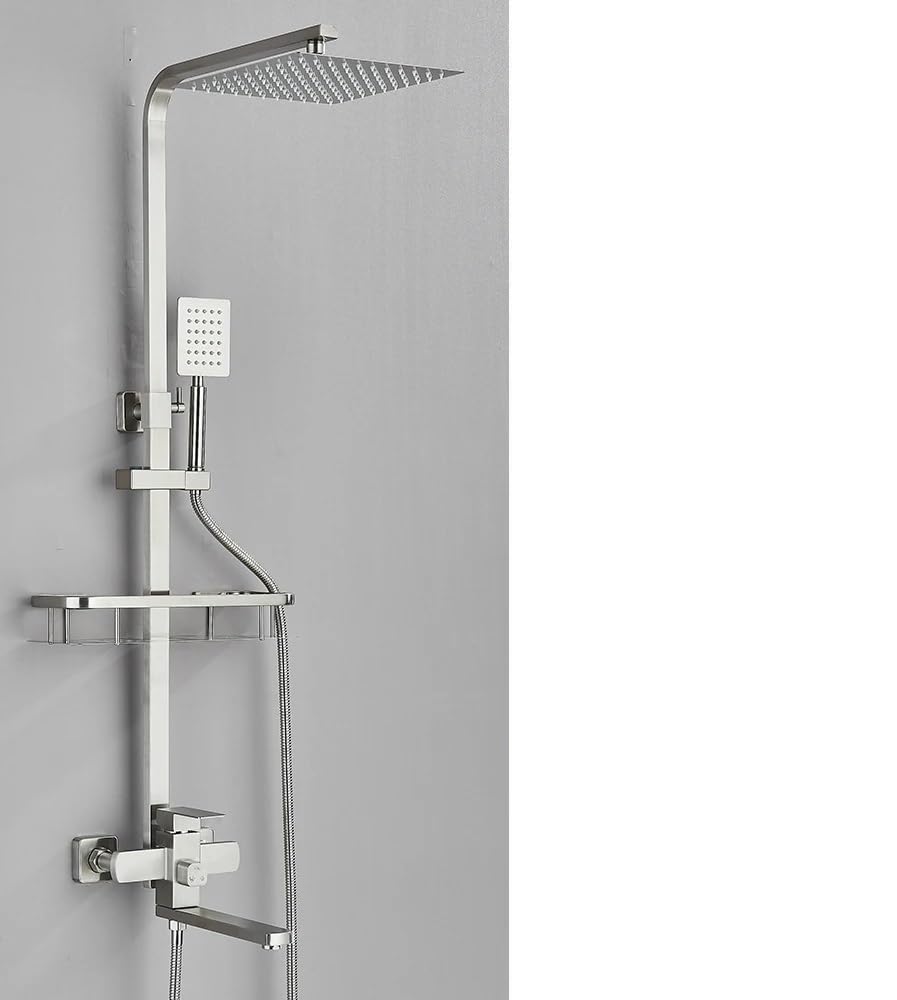 Système de douche complet avec mitigeur ensemble de douche à effet pluie 25 cm et robinet bas