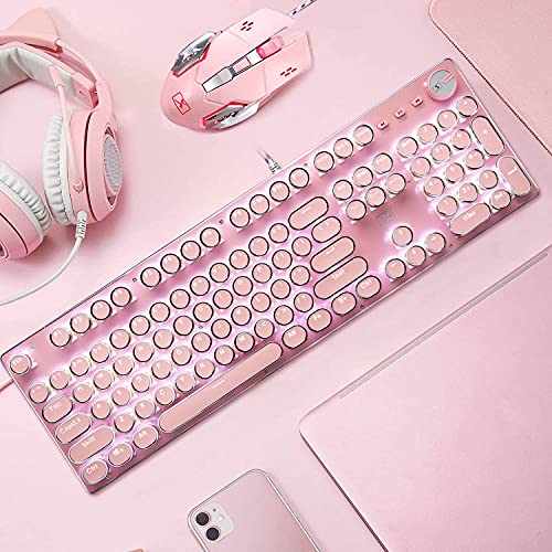 Teclado mecánico retro iluminado con cable USB LexonElec y teclas anti-ghosting 7