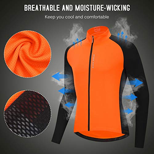Jersey de ciclismo, Andoer Jérsei de ciclismo masculino respirável com zíper completo de mangas comp