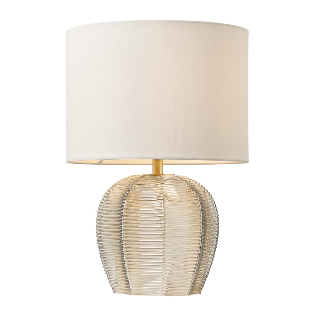 LITECRAFT Henrietta Herringbone Glass Lamp or Shade in Satin Brass - (Table Lamp)