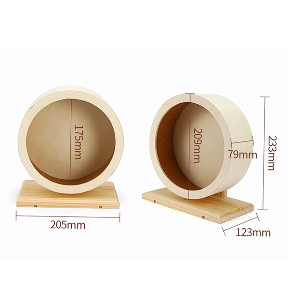 Hamster Wheel Pet Toys Pet Supplies Natural Wood Silent Running Hamster Roller Wheel Rotatory Jogging Exercise Cage (Medium)