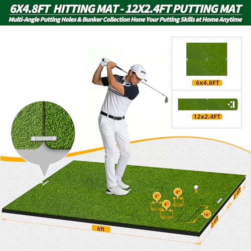 Tapis de golf double mode 1,8x1,5m pour entraînement de simulateur - 6