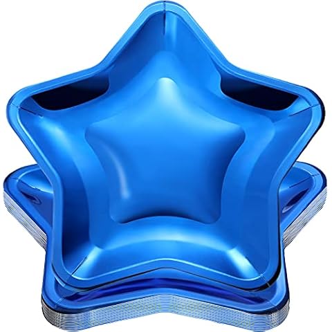 30 Blue Star Shaped Paper Plates Cover