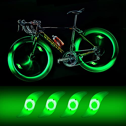 Yifengshun 4 x LED luz Rueda Bicicleta luz LED Impermeable Bicicleta Rueda con 3 Modos de Parpadeo lámpara LED Rueda Bicicleta para Adultos y niños Verde