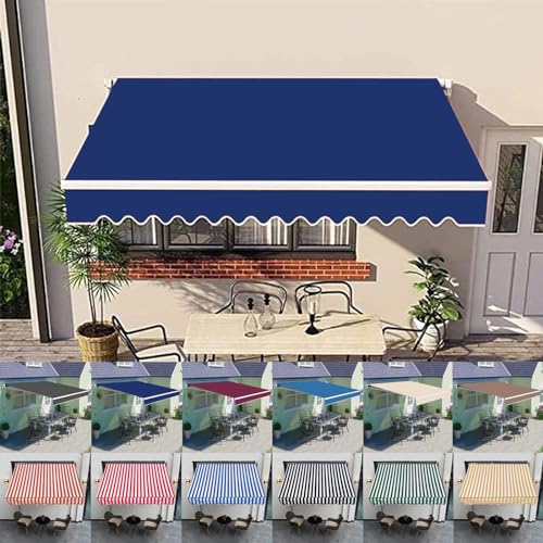 ひさし 屋根 後付け オーニング 店舗用, 4x3.5m【Koubhyj 日除け ブランド直販】280g/高密度ポリエチレン 手動日よけ 壁掛けパティオオーニング 断熱 遮光 オーニングシェード突っ張り折りたたみ式 オーニングテント 折りたたみ 家 後付け