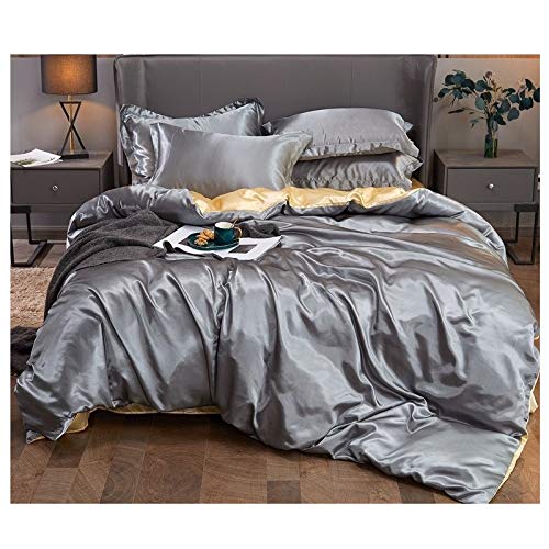 HLWJ Pure Satin Silk Bedding Set (Color : YING HUI TUO, Size : Twin size 4pcs)