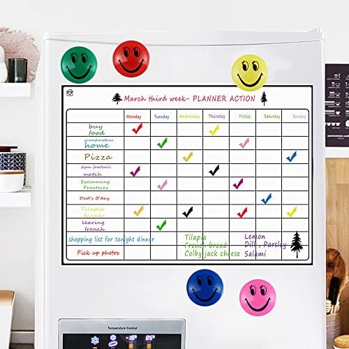 Kytpyi Fridge Magnets, Whiteboard Magnets, 3cm Colorful Smiley Face Magnets Round Plastic Covered Magnetic Buttons White Board Magnet Holders Magnetic Dots for School Office Home (50pcs)