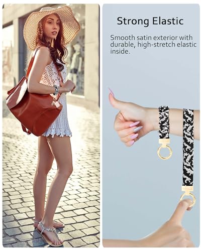 Image of WEESMILE Scrunchie Keychain Wristlet for Car Key Chain with D Key Ring