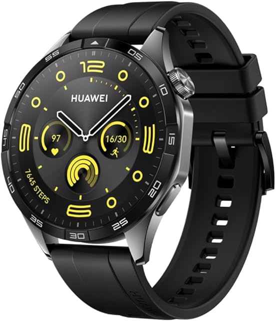 HUAWEI Watch GT 4 46 mm Smartwatch, Do 14 dni pracy na baterii, Kompatybilny z Androidem i iOS, dokładne zarządzanie zdrowiem, Monitorowanie tętna, SpO2, GPS, czarny