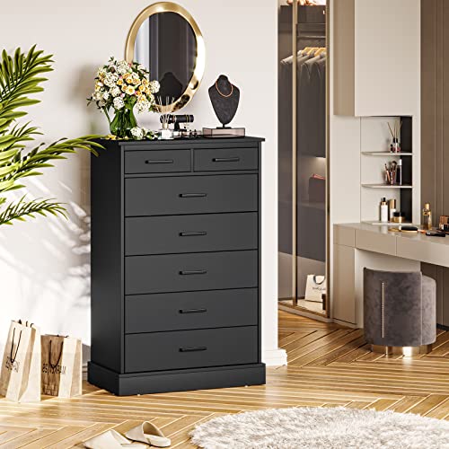 Ephex Tall Dresser With 7 Drawers For Bedroom, Storage Tower Clothes Organizer, White Chest Of Drawers With Sturdy Pedestal, 27.6'' W X 15.8'' D X 44.1'' H #TOP5