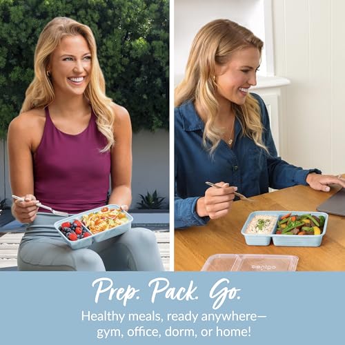 Image of Bentgo Prep - 20-Piece 2-Compartment Reusable Meal Prep Containers with Lids, PFAS & BPA Free Materials, Durable, Microwave, Freezer, & Dishwasher Safe To Go Food Storage (Sky)