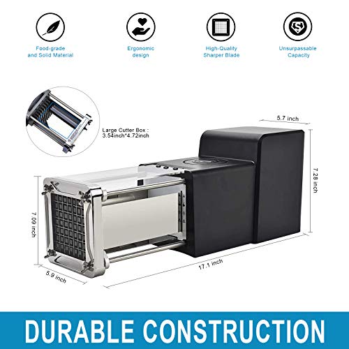 Electric French Fry Cutter, Sopito Commercial Grade Potato Cutter with 1/4-Inch Blade and 1/2-Inch Blade Stainless Steel Perfect for Potatoes Carrots Cucumbers