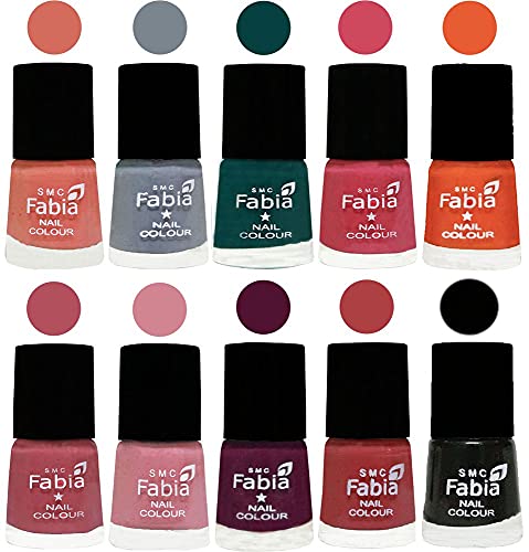 Image of ALL IN ONE (PACK OF 10), Long Lasting Glossy Nail Polish, 6 ml Each, All Vibrant Colours,02063