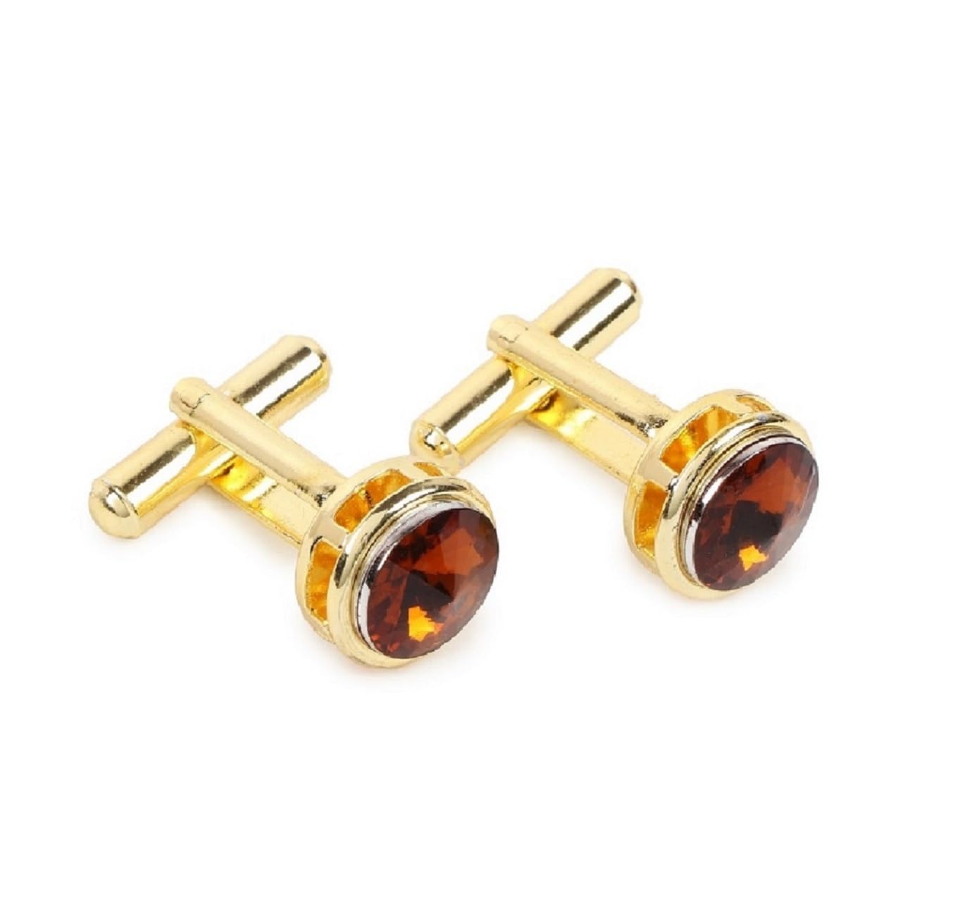 zitti Men's Brown Bling 24K Plated Black American Stone Cufflinks Wooden Box – Shirt Accessory – Elegant Formal Wear Jewelry for Business, Weddings, and Gifts-picture-47