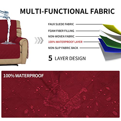 Image of Easy-Going Sofa Slipcover Waterproof Oversized Recliner Chair Cover Non-Slip Fabric Couch Cover for Living Room Washable Furniture Protector for Pets Kids Dog (Oversized Recliner, Christmas Red)