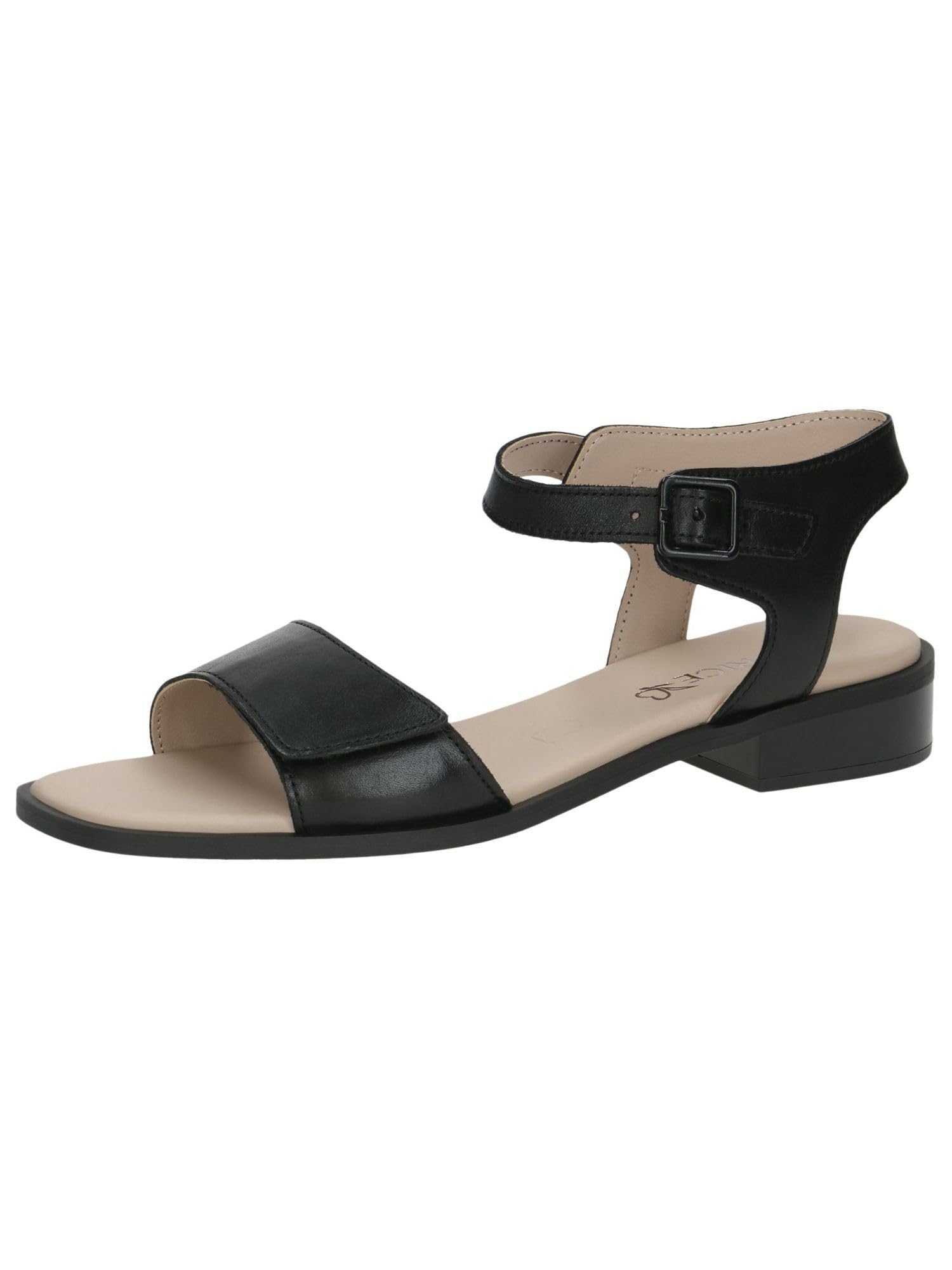 CAPRICE Women's leather flat sandals Festive, Black (Black Nappa), 8 UK