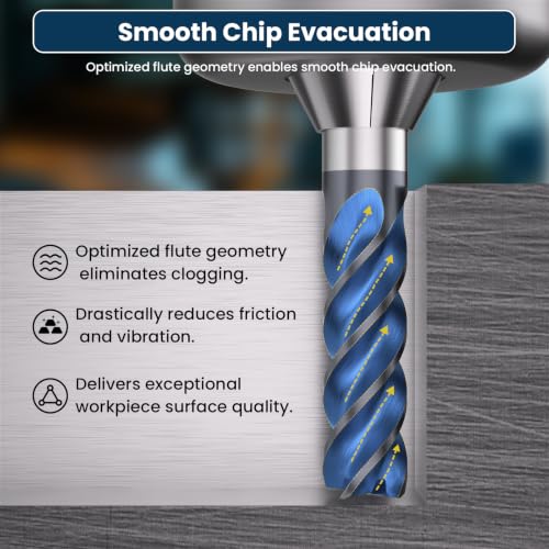 Image of LU&MN Carbide Square End Mill - 4 Flute - LME1 /4 4T (2 Pieces, 1 /4 inch) - for Milling Alloy Steels, Hardened Steel, Metal & More - Mill Bits Sets for DIYers & Professionals
