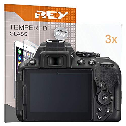 REY 3X Protector de Pantalla para Nikon D5300   D5500   D5600, Cristal Vidrio Templado Premium