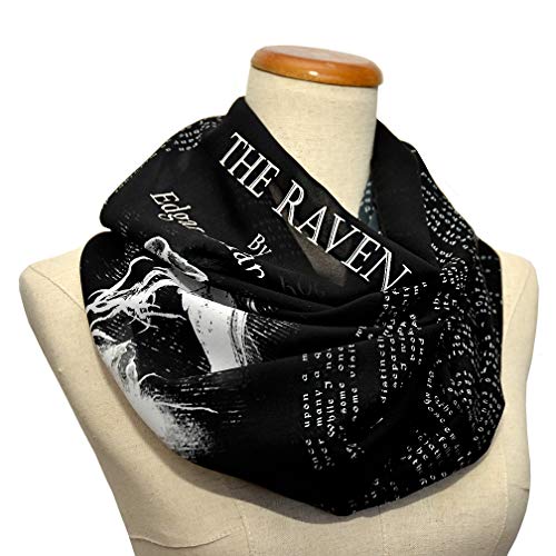 Universal Zone The Raven by Edgar Allan Poe Chiffon scarf. Black scarf, Goth scarf, Gothic Scarf, Emo Scarf, Nevermore., Length: 70 Inches; Width: 17 Inches4