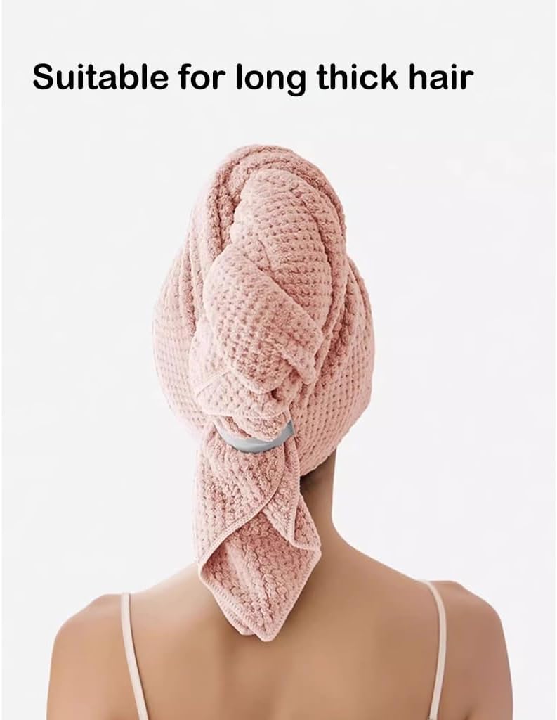 KITCISSL 2pcs Dry Hair Cap Female Hair Drying Towel Wrap Hair Towels for Long Hair, Hair Drying Towels Quick-Drying Hair Towel Wrap Double Layer Thickened Towel Wrap for Women(A)
