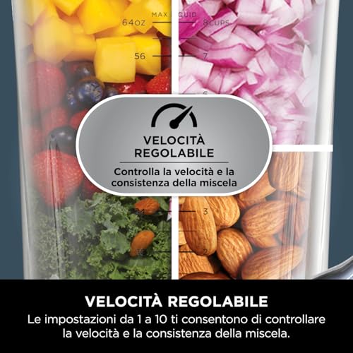 Ninja Frullatore Detect Power Processor Pro 3 in 1 1200W, Robot da Cucina, 1 Bicchiere Monoporzione, Caraffa da 2L, Lame per Impastare, Frullare, Tritare e Miscelare, Nero, TB401EU - immagine 5