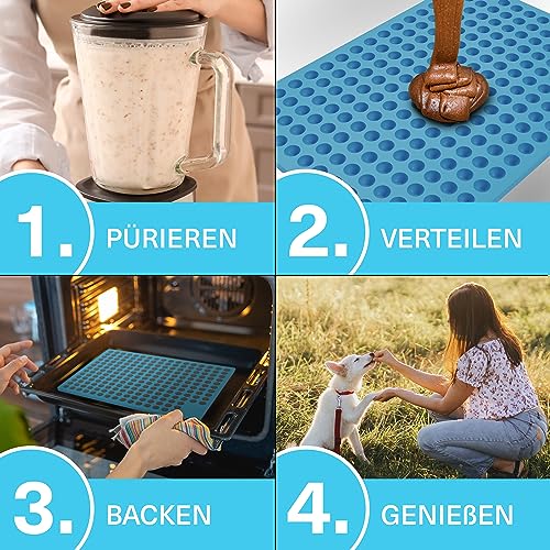 YAVA® medium Halbkugel (1,5cm) Backmatte Hundekekse, Premium Silikon Backmatte für Hundeleckerli, Hundekekse Backform, Leckerli Backmatte für Hunde, Backmatten für Hundeleckerlies, BPA-frei (Türkis)