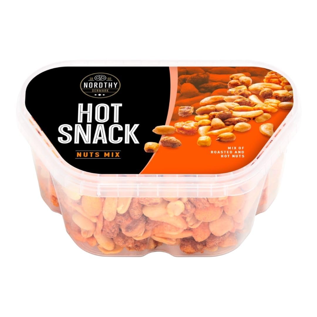 Nordthy Hot Snack Nussmischung 3×360 g | Pikant-würziger Nussmix | Knuspriger Party- & Büro-Snack | Vorratspack 1,08 kg | ideal zum Teilen & Unterwegs