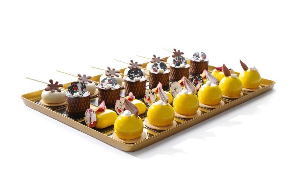HENDI Plateau de présentation pour pâtisserie, 400x300x(H) 20mm, Aluminium léger, doré