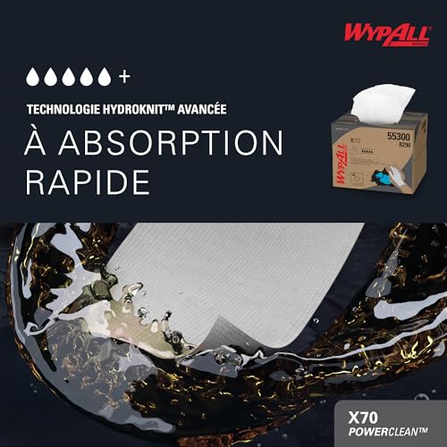 WypAll X70 chiffons blancs réutilisables haute absorption boîte Pop-Up 8296