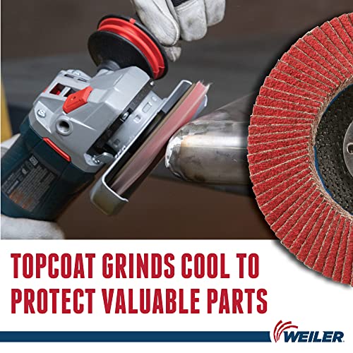 Image of Weiler 50132 Saber Tooth 7 /8 inch Arbor, 4-1 /2 inch Diameter, 80 Grit, Ceramic, Phenolic Backing, Flat High Density Abrasive Flap Disc